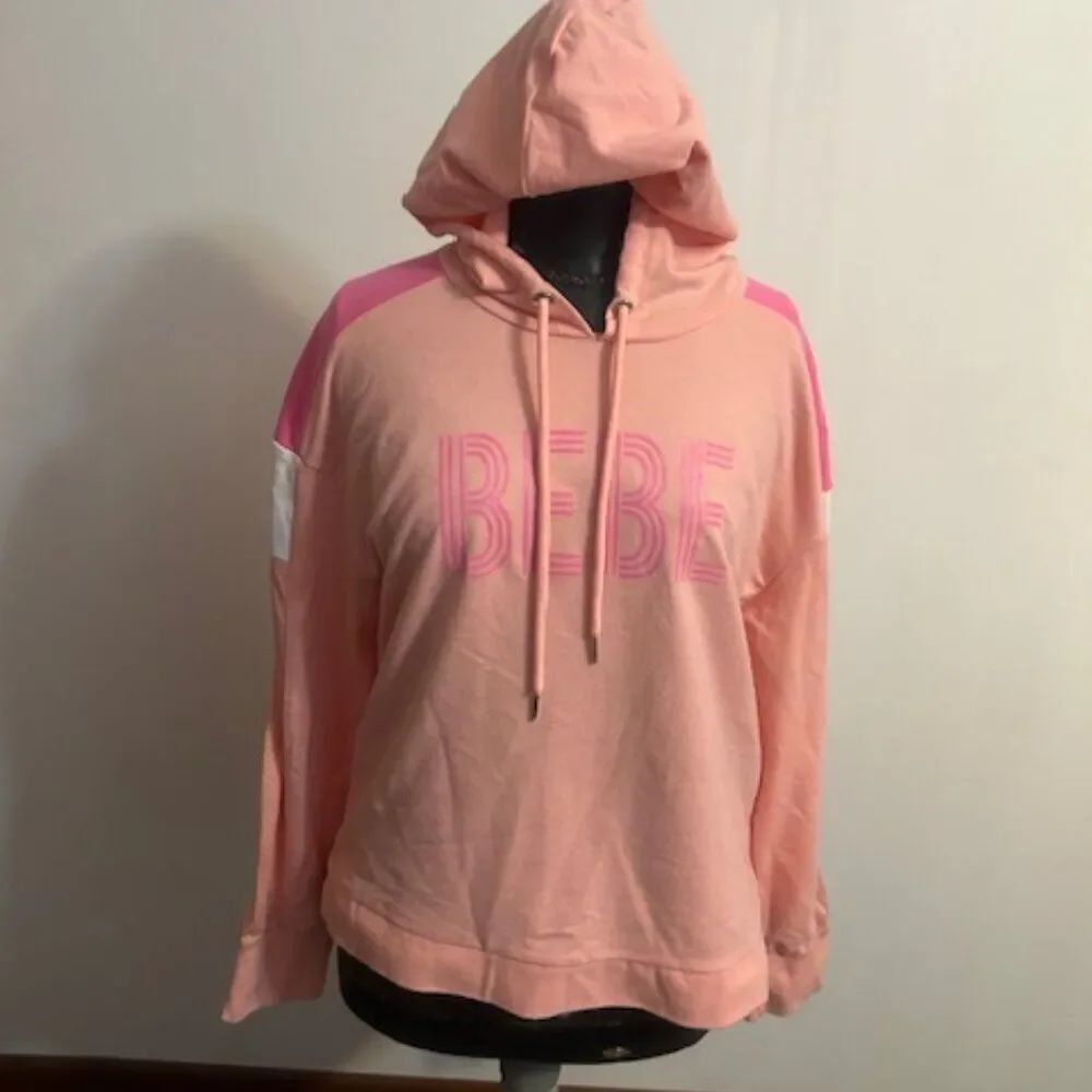 BeBe Pink/Apricot color-block sweatshirt hoodie, size XL